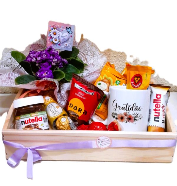 Ref 3300 Cesta de café com flores +caneca